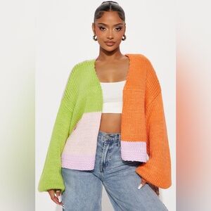 Fashion Nova Tastes Like Candy Colorblock Cardigan - Multi Color